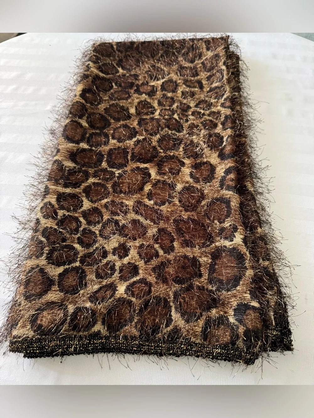 Leopard Print Faux Fur shawl scarf rare